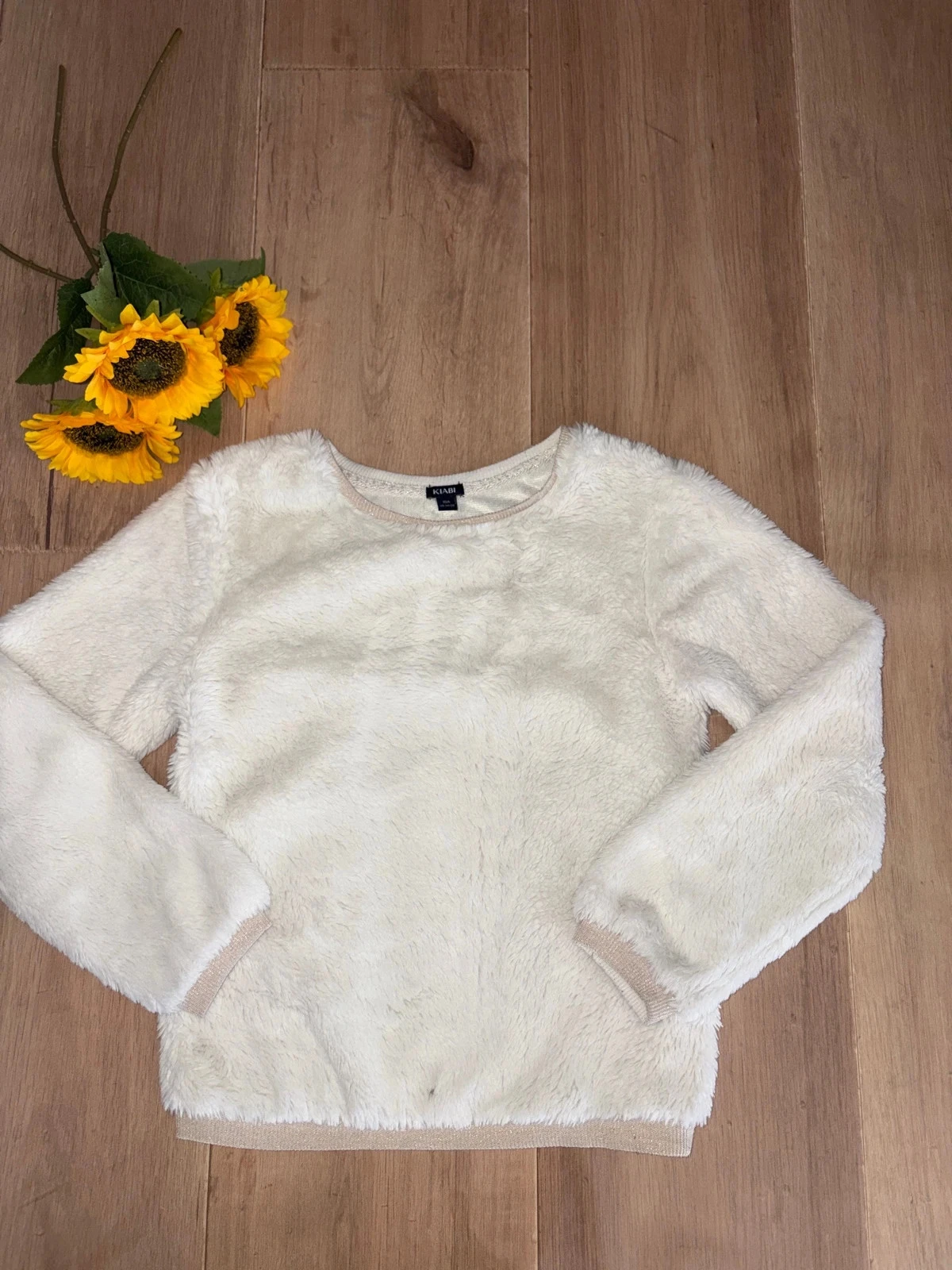 Pull / sweat épais blanc / crème Kiabi taille 10 ans